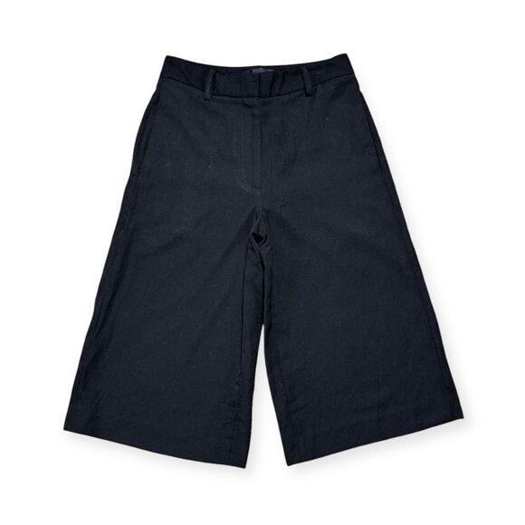 Nili Lotan Shorts Women’s 00 Ezra Wide-Leg Virgin Wool Crepe Black Issue 2609988 - Picture 1 of 9